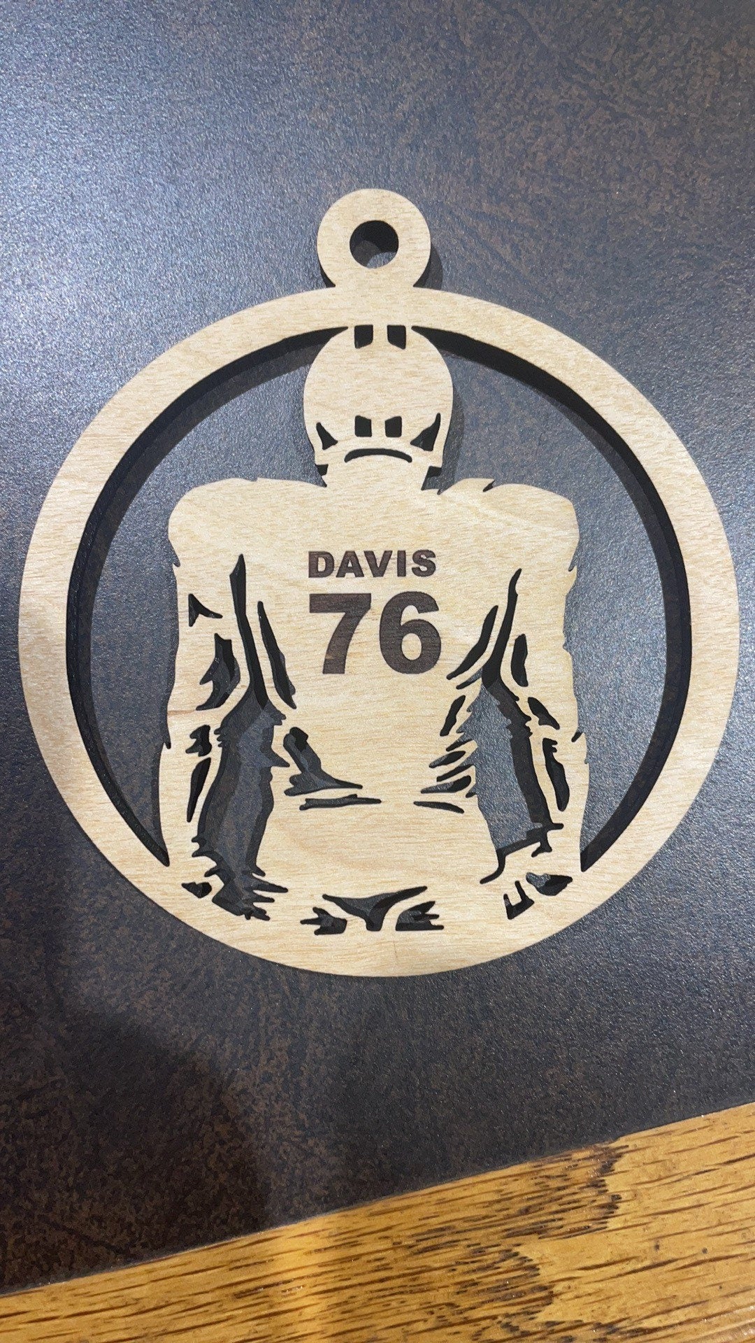 Football player Christmas ornament customized with your name and #