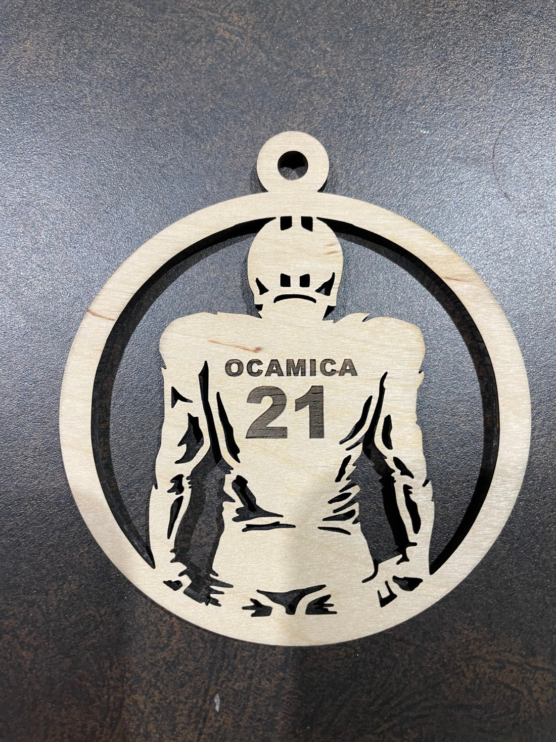 Football player Christmas ornament customized with your name and #
