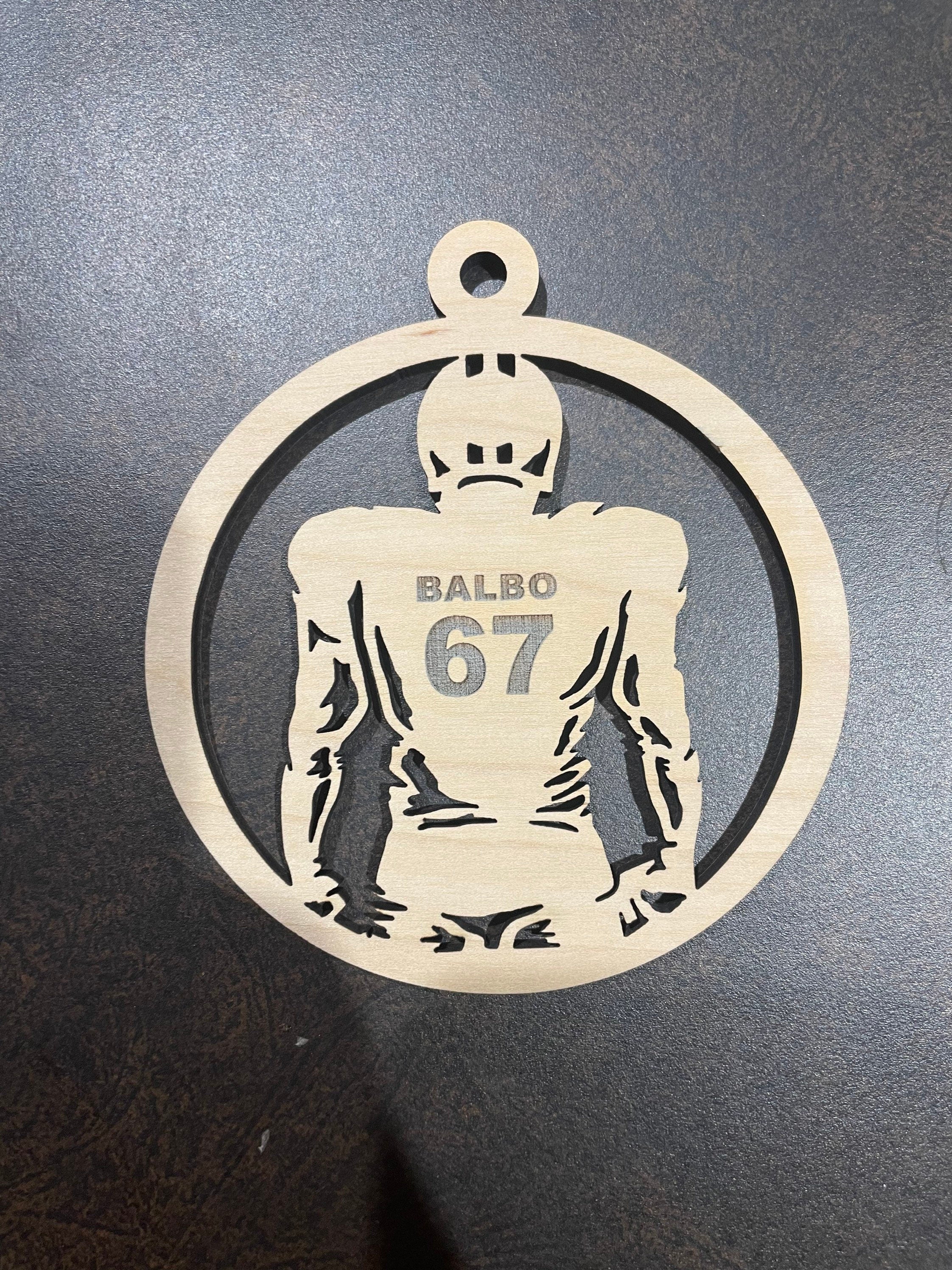 Football player Christmas ornament customized with your name and #