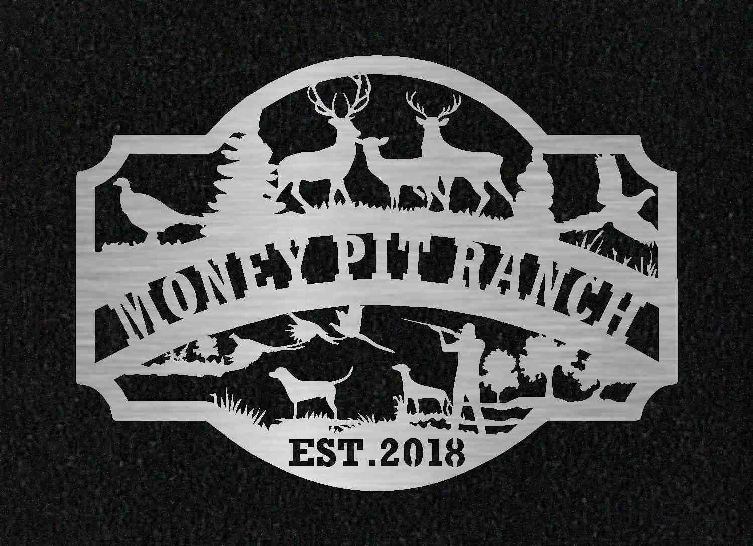 hunting scene customized with your name heavy 10ga metal 3' wide