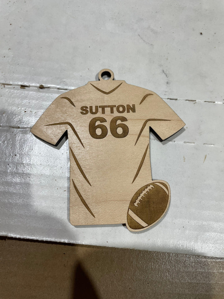Football player Christmas ornament customized with your name and #