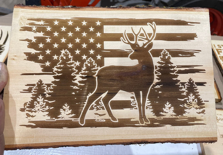 Lazer engraved wooden live edge board with your favorite design engraved