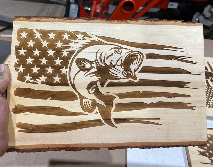 Lazer engraved wooden live edge board with your favorite design engraved