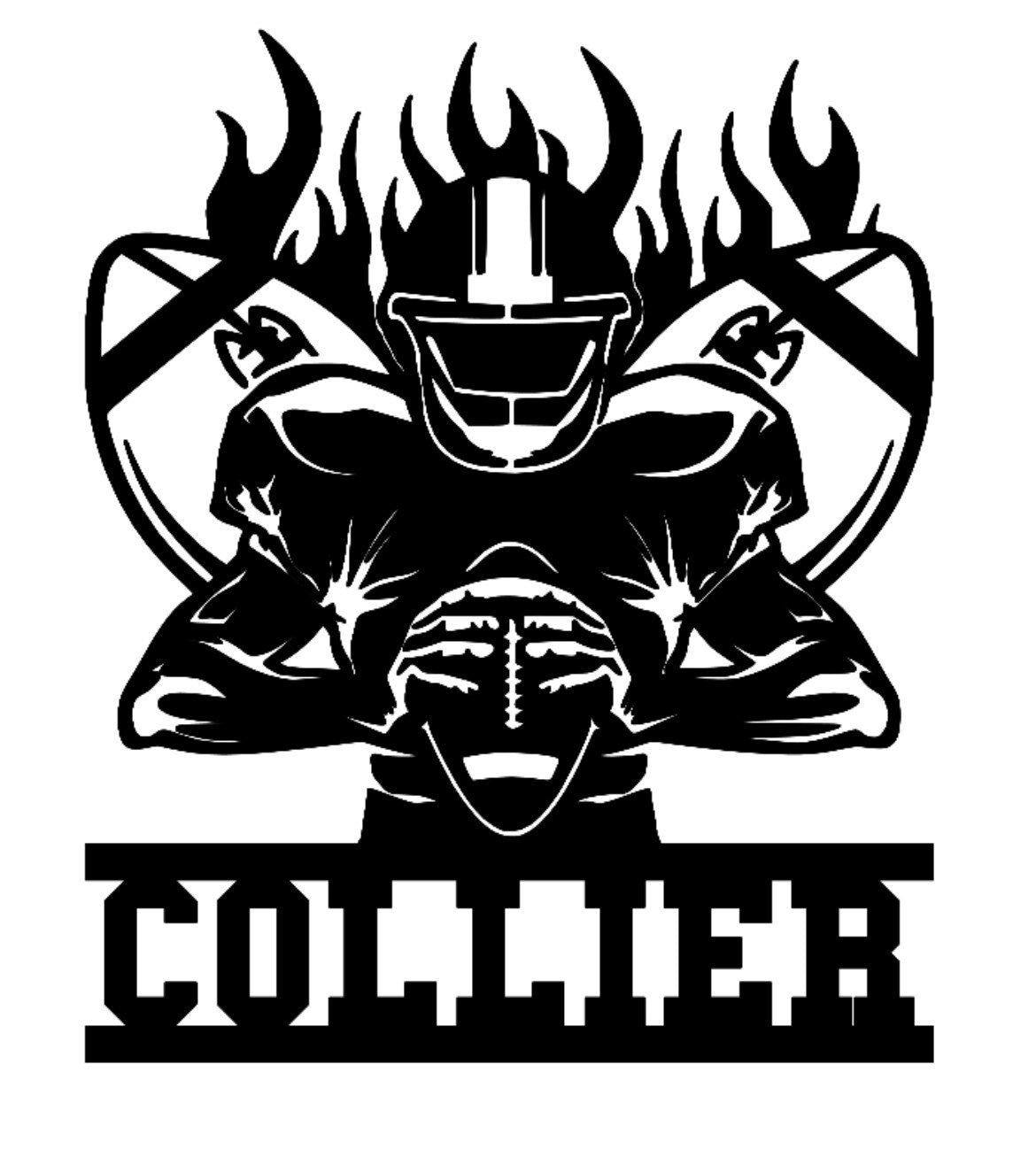 Football player monogram Sign,Metal Art and Home Decor,Gifts Personalized with your text