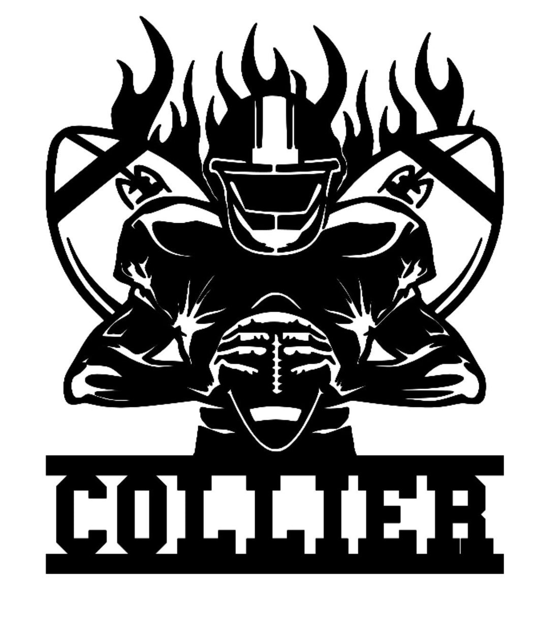 Football player monogram Sign,Metal Art and Home Decor,Gifts Personalized with your text