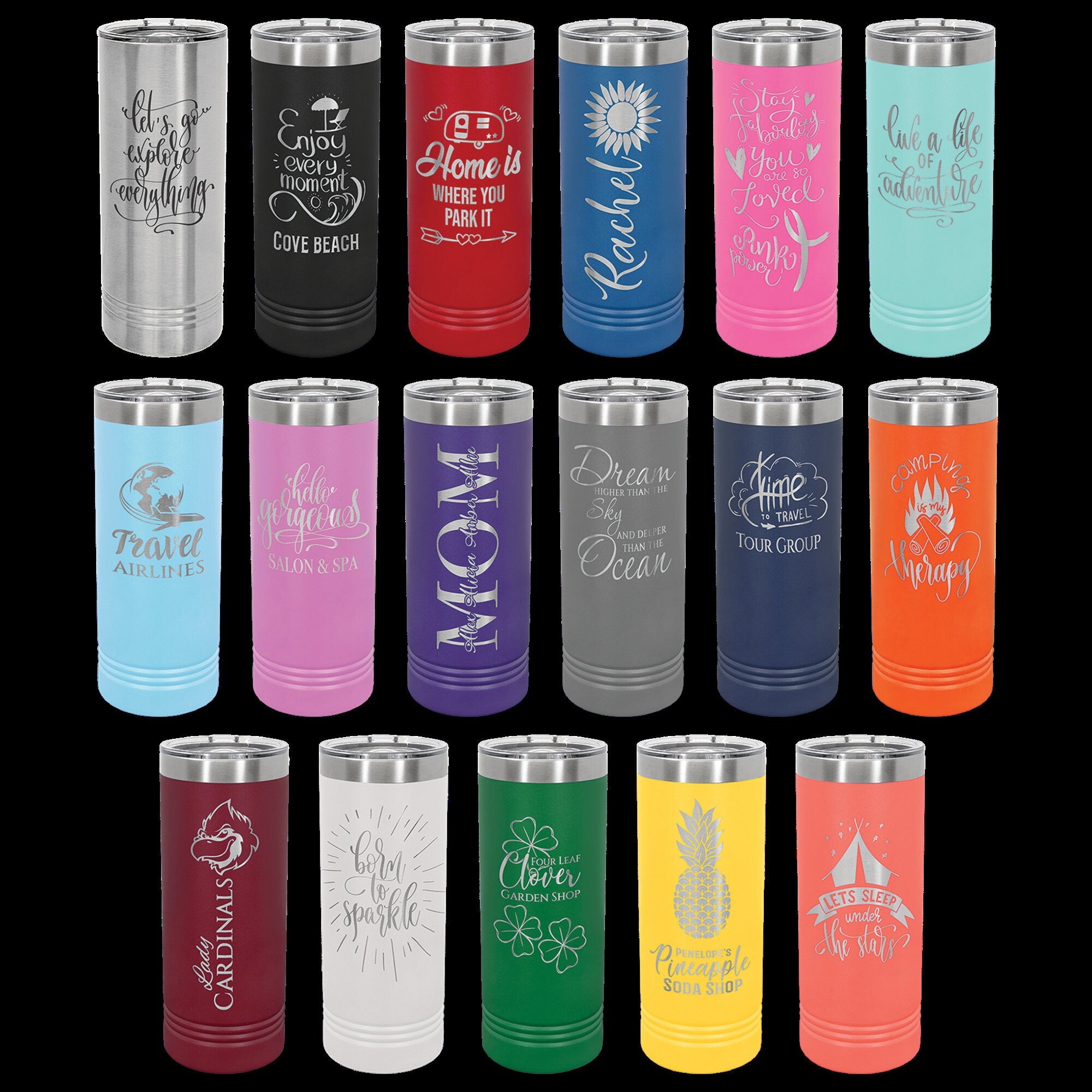 Polar Camel 22 OZ skinny Tumbler with slider lid Customized