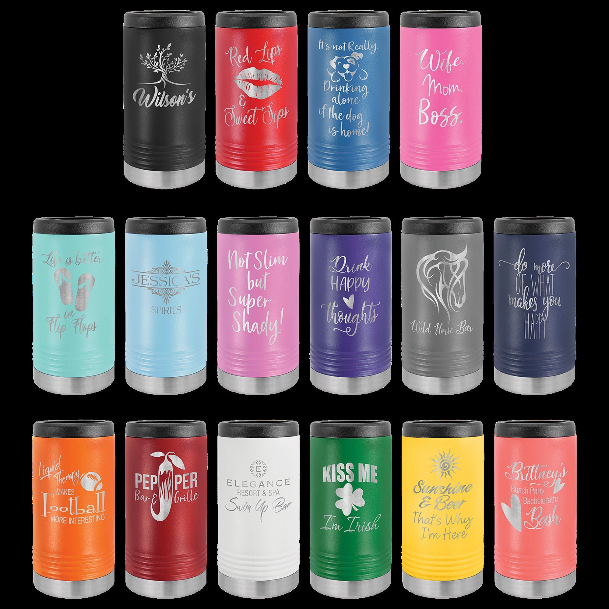 Polar Camel Coral Slim Beverage Holder Customized