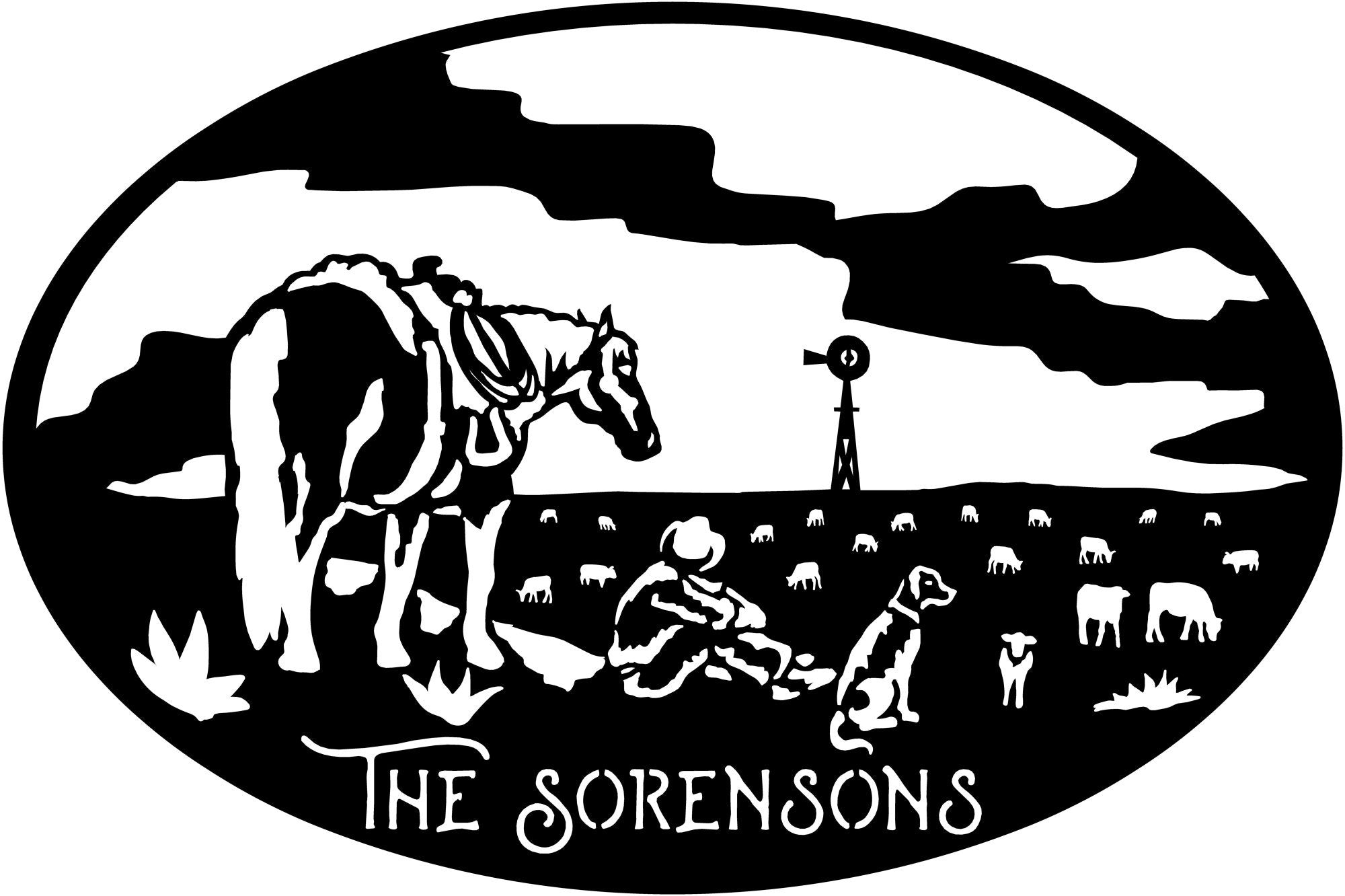 HORSE FARM scene customized with your name 3ft Metal Sign 10ga heavy steel 15100