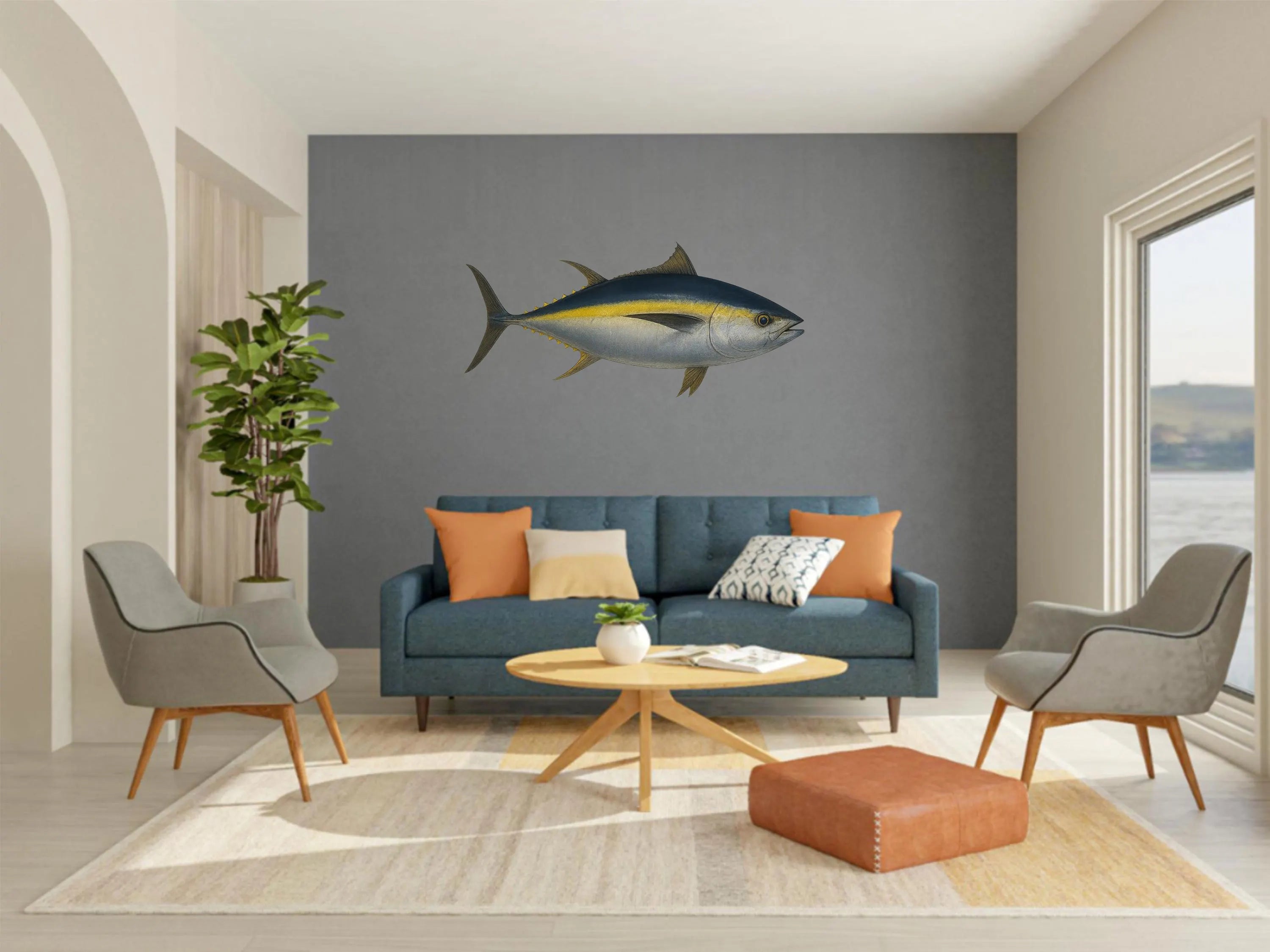 yellow fin Tuna fish printed  Metal Sign Exterior or Interior