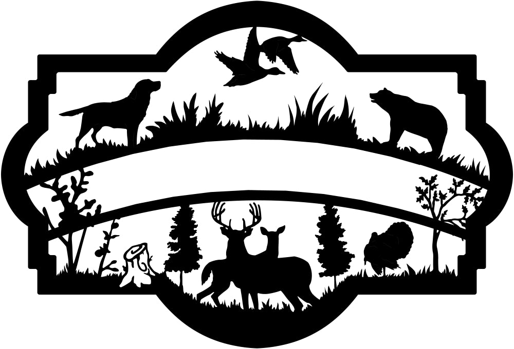 3ft Metal Sign welcome or personalized with hunting scene with bear - suttons custom