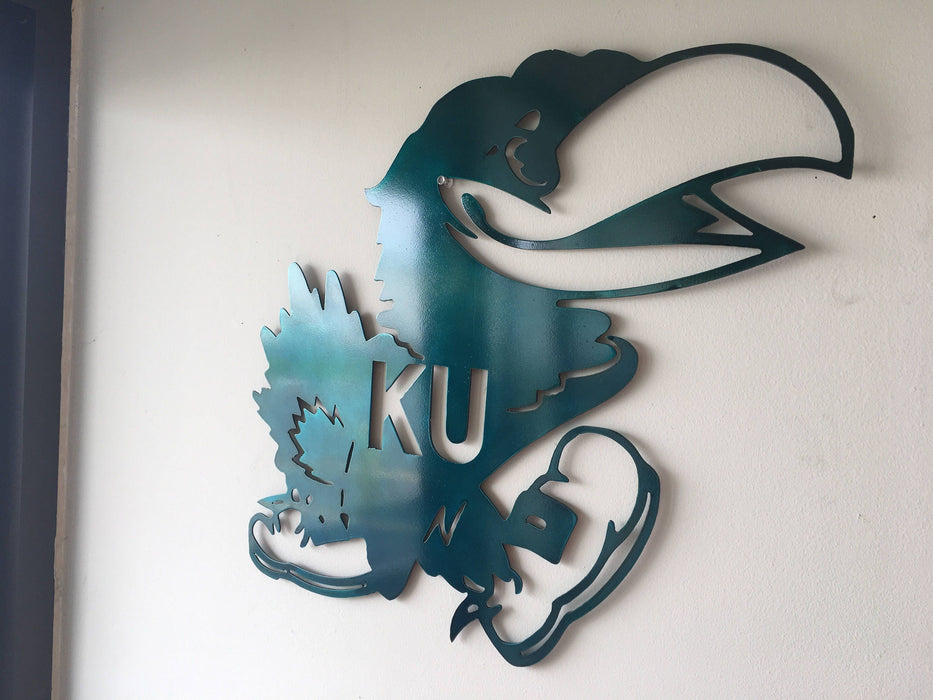 KU jayhawk metal art wall decor