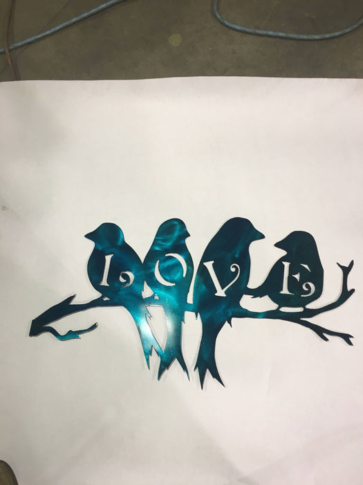 Love birds 14ga metal art powder coated