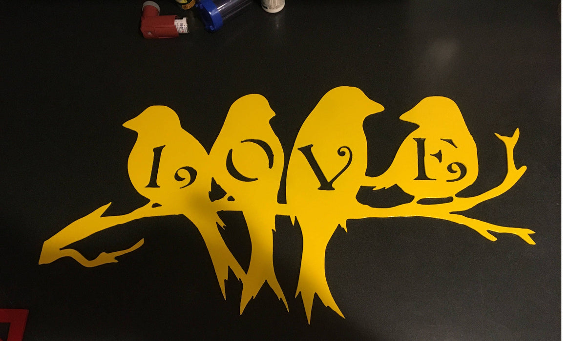 Love birds 14ga metal art powder coated