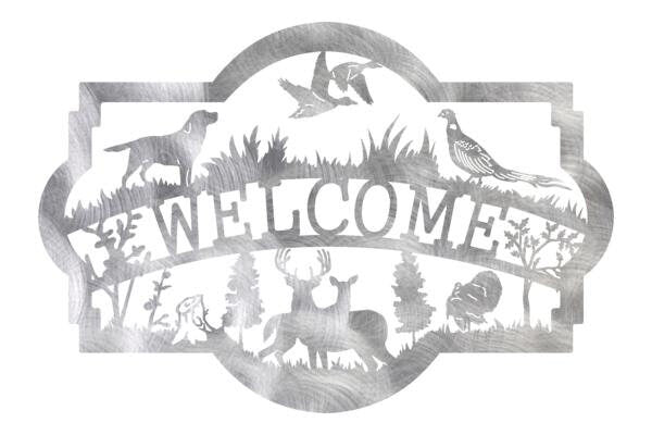 3ft Metal Sign welcome or personalized with hunting scene - suttons custom