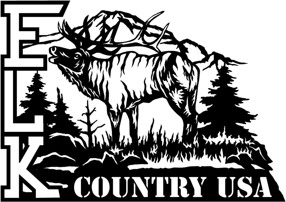 3ft Metal Sign with elk country usa scene