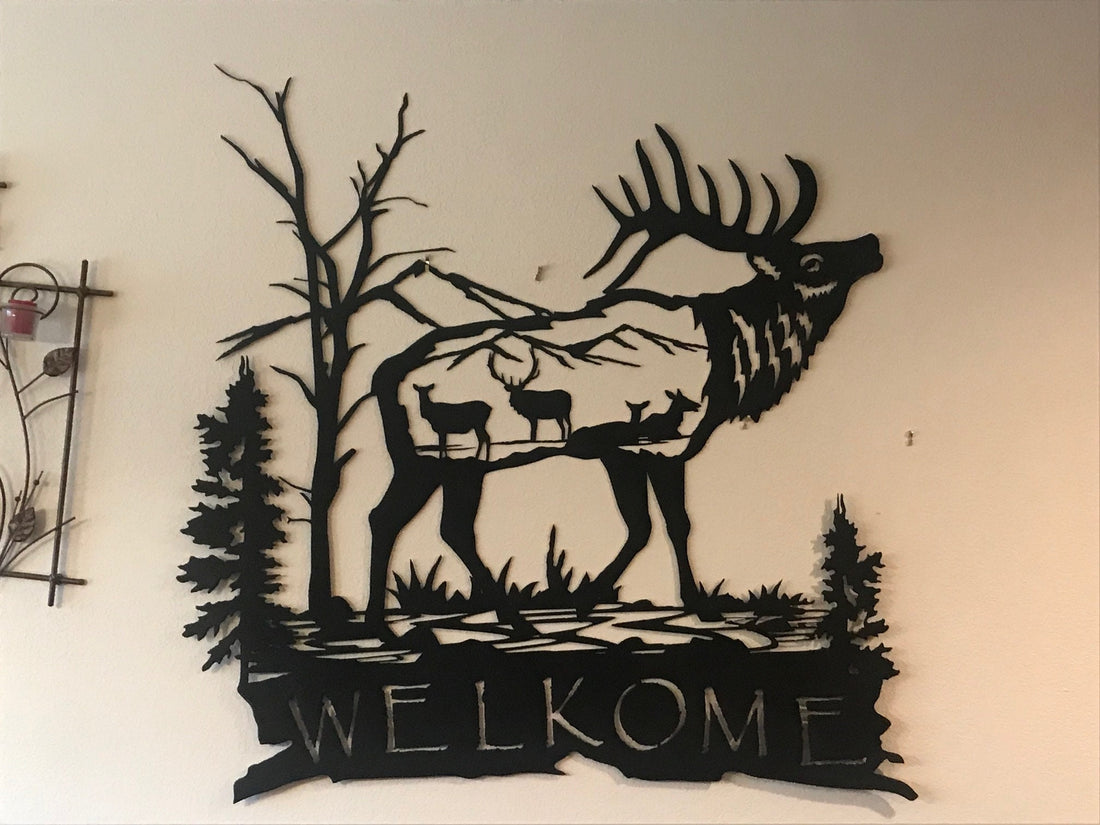 39in Metal Sign with WELCOME elk scene