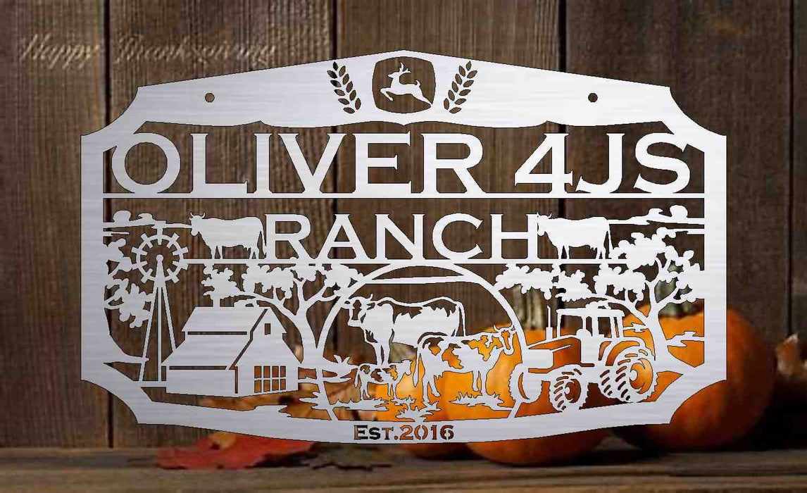 3ft Metal Sign with barn  customized with your name 30375