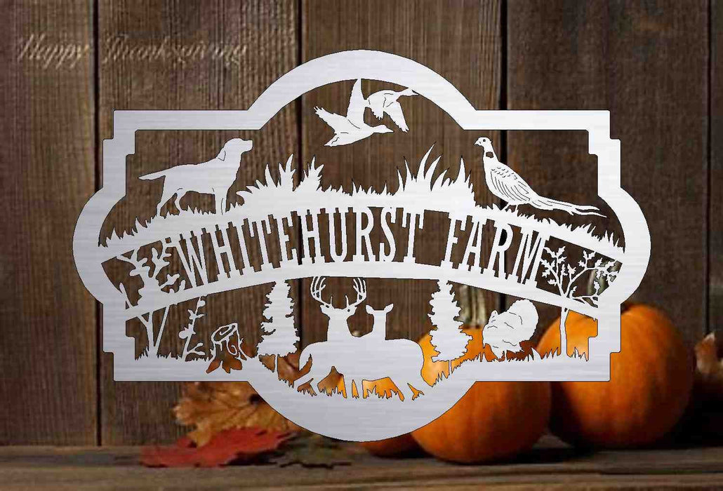 3ft Metal Sign welcome or personalized with hunting scene 32012