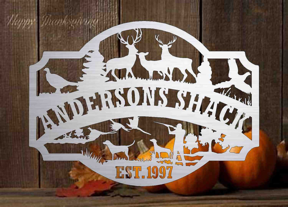 3ft Metal Sign with hunting scene  customized with your name