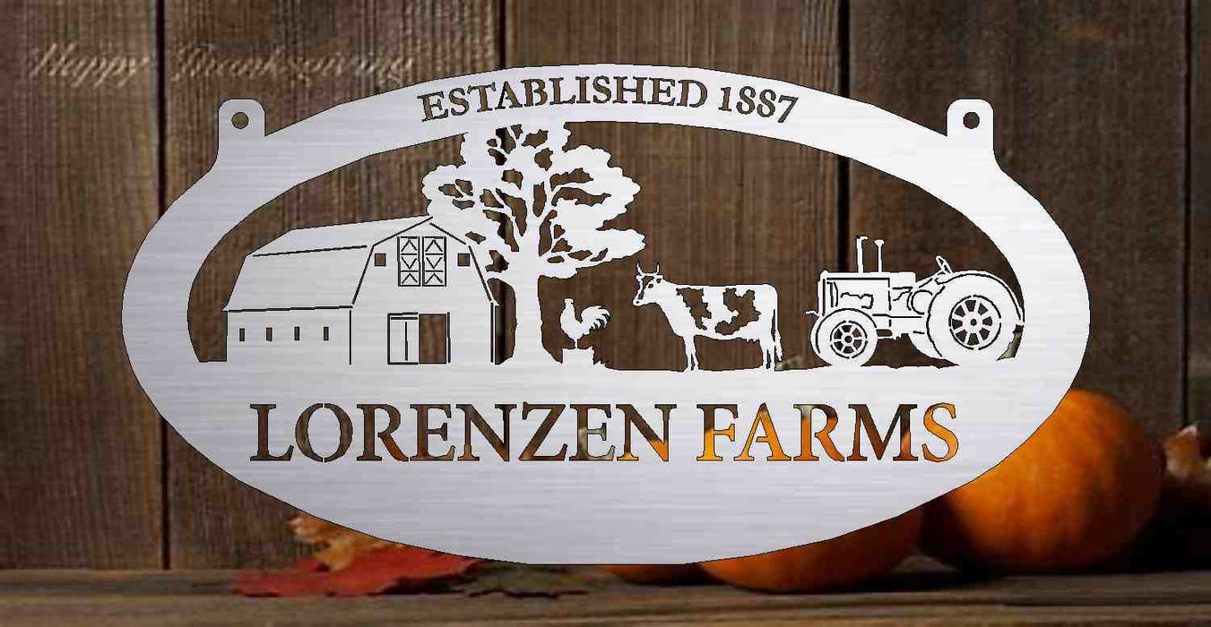 3ft Metal Sign with barn  customized with your name 30985