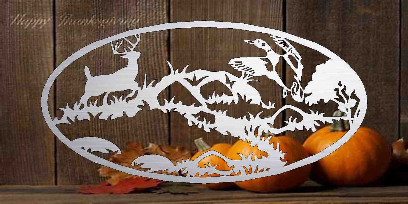 3ft Metal Sign with deer and duck  customized with your name 32040