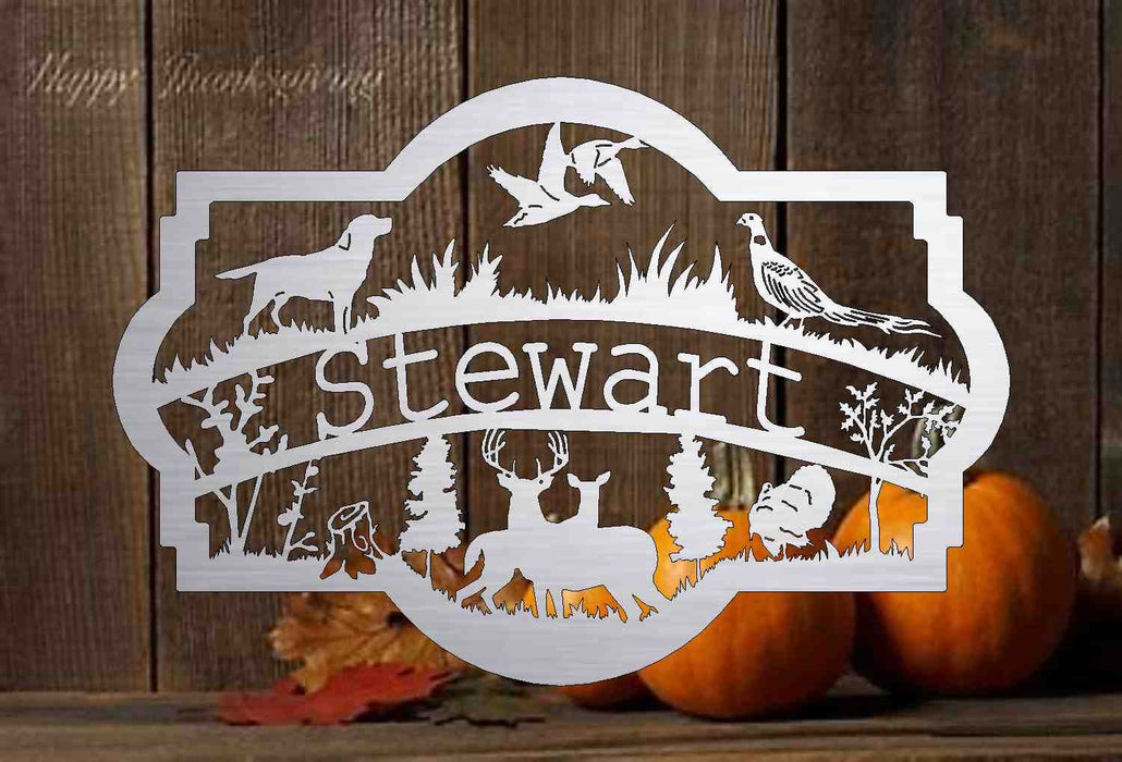 3ft Metal Sign welcome or personalized with hunting scene - suttons custom