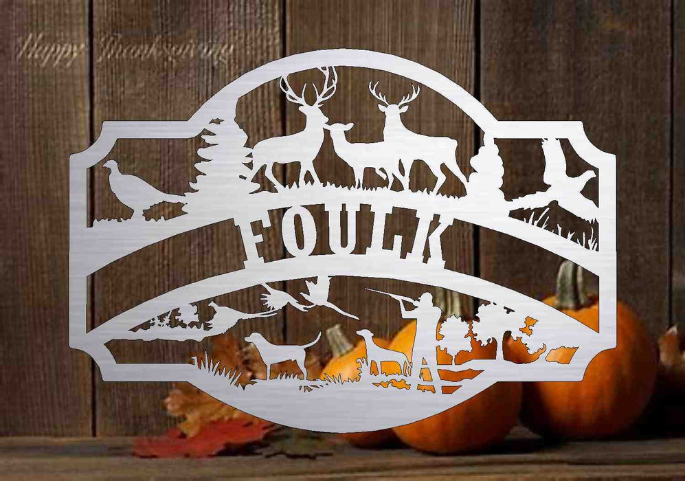 3ft Metal Sign with hunting scene  customized with your name