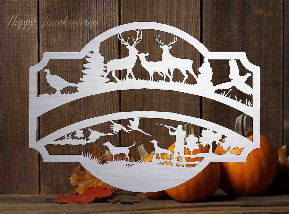 3ft Metal Sign with hunting scene  customized with your name