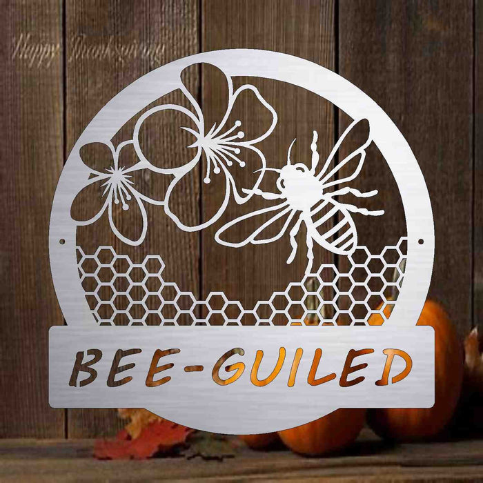 Bee Welcome Sign,Metal Art and Home Decor,Beekeeper Gifts,Bee Farm Sign,Honey Farm Sign,Bee Decor,Honeybees Personalized