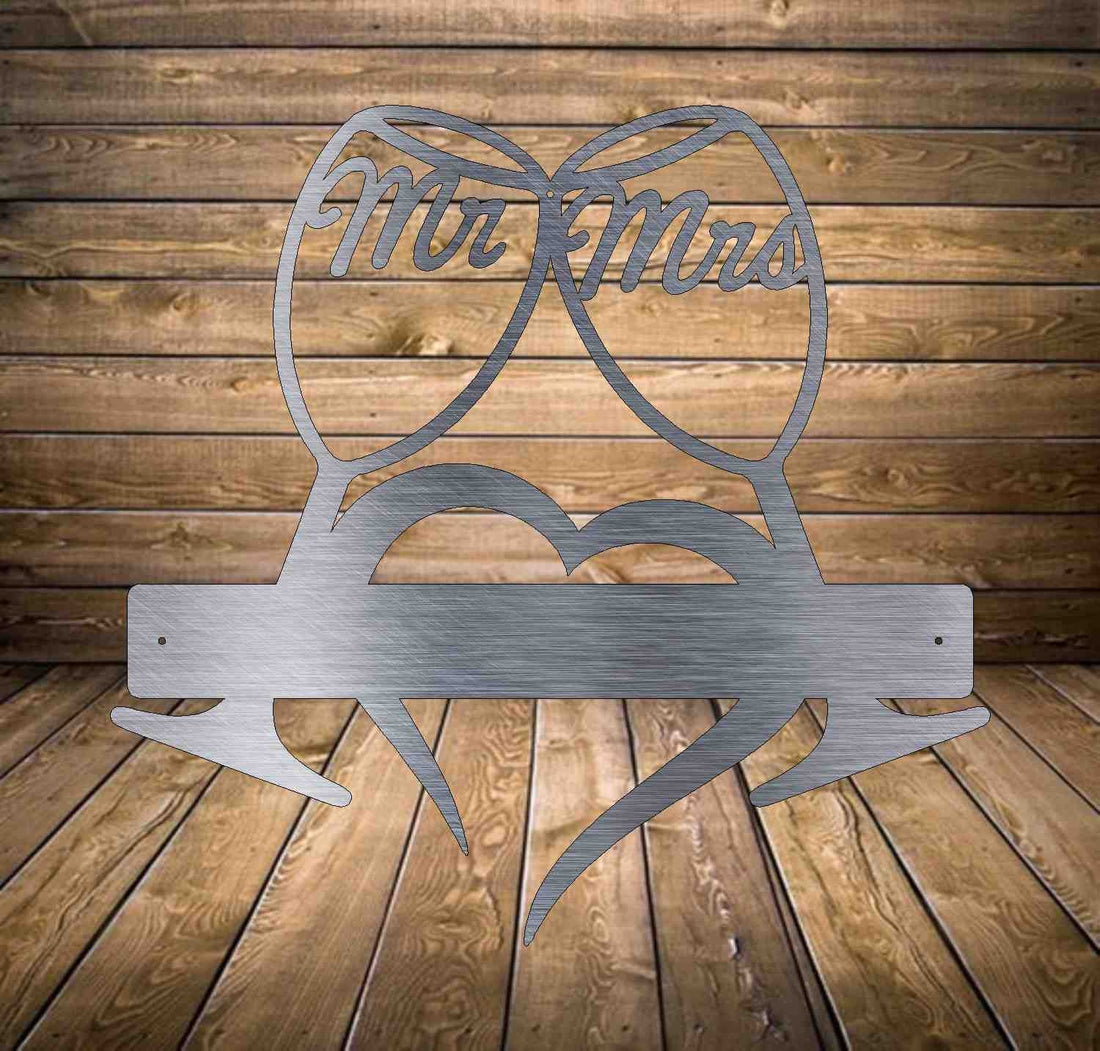 MR and MRS wine glasses Monogram Sign - Personalized Metal Sign -  Home Decor - Monogram Gifts - Patio Decor - mr & mrs Art , Door Monogram,