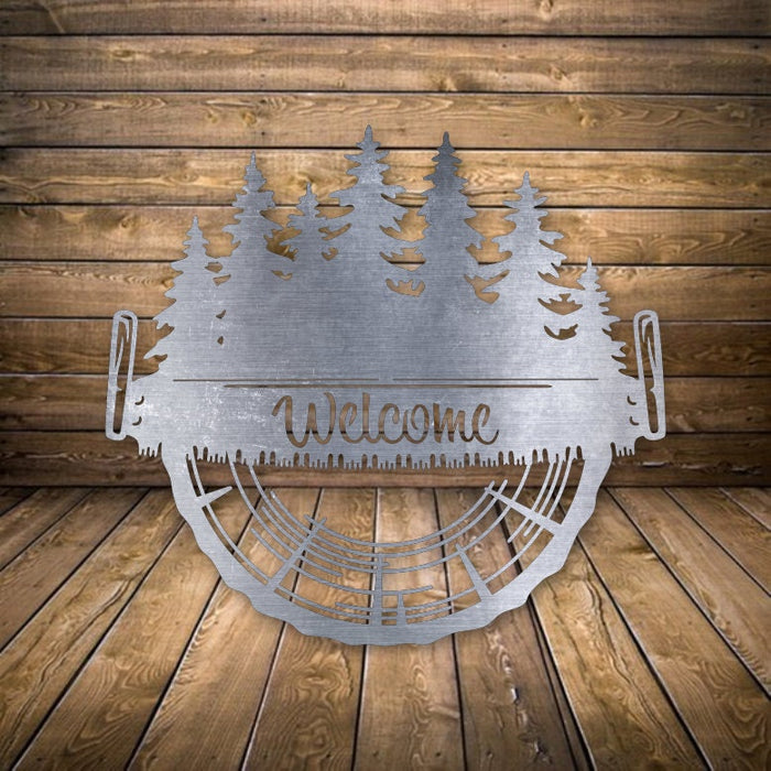 logging monogram Sign -  Metal Sign -  Home Decor -  Gifts - Patio Decor