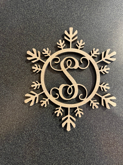 Monogram snowflake Christmas ornament customized with your letter