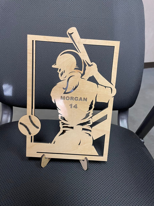 Soft ball player  customized with your name and # with easel stand I can do any sport just leave the sport you want in the comments