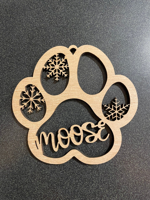 Dog paw Christmas ornament customized with your dogs name