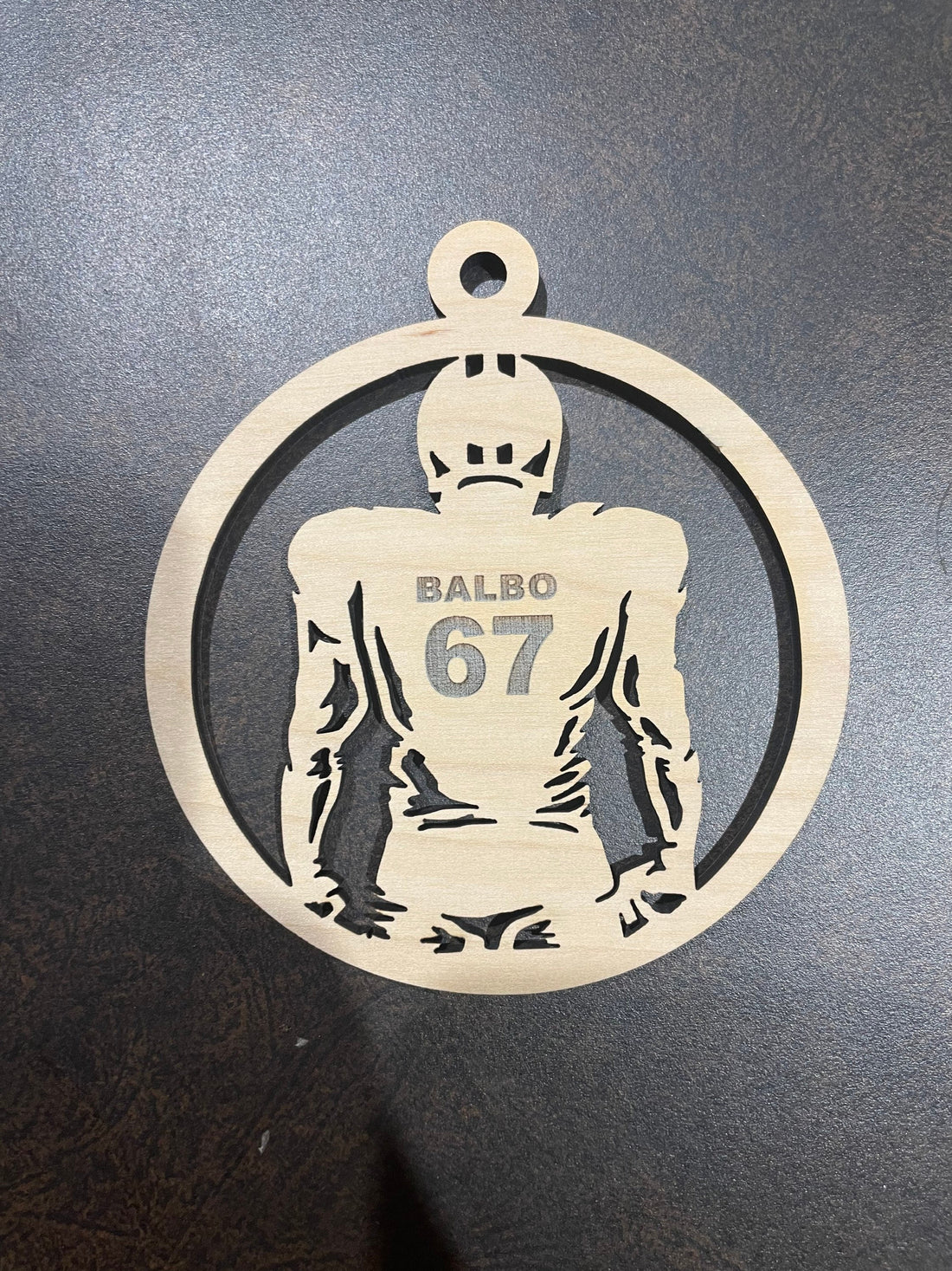 Football player Christmas ornament customized with your name and #